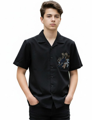 FABFARM Boys Solid Casual Black Shirt