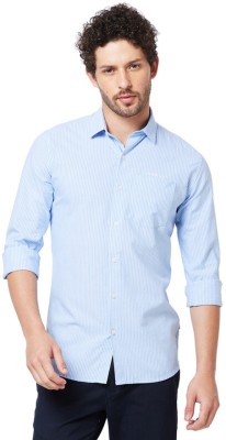 Kenneth Cole Men Striped Casual Light Blue, White Shirt