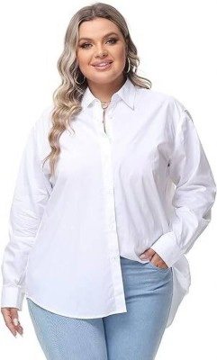 Fab Star Women Solid Casual White Shirt