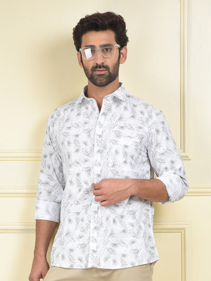 CRIMSOUNE CLUB Men Printed Casual White Shirt