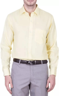 Kryptar Men Solid Formal Cream Shirt