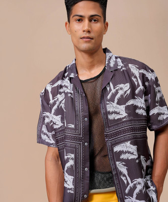 The Indian Garage Co. Men Printed Beach Wear Black Shirt