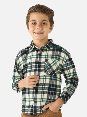 JUNIORS by Babyshop Boys Checkered Casual Green Shirt