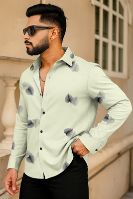 VARNIFABSTORE Men Printed Casual Cream Shirt
