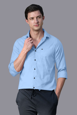 Growwax Men Solid Casual Blue Shirt