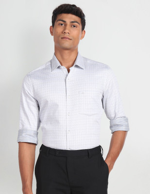 ARROW Men Checkered Formal Grey Shirt