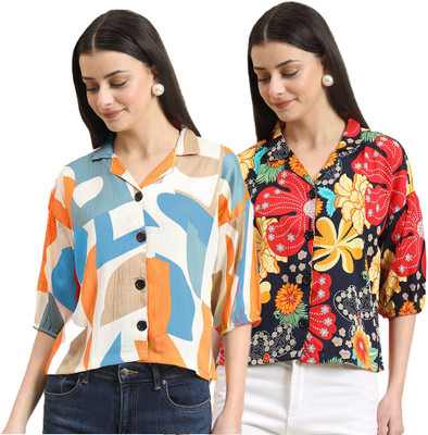 EKASYA Women Printed Casual Multicolor Shirt(Pack of 2)