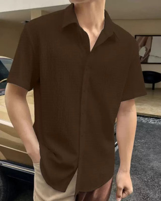 JEMI ENTERPRISE Men Self Design Casual Brown Shirt