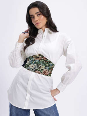 Glitchez Women Solid Casual White Shirt