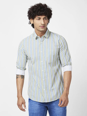 Spykar Men Striped Casual Green Shirt