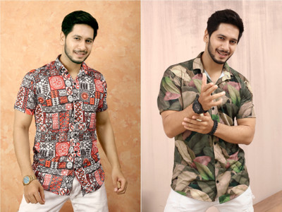 ASHIMA FAB TEX Men Printed Casual Multicolor Shirt(Pack of 2)