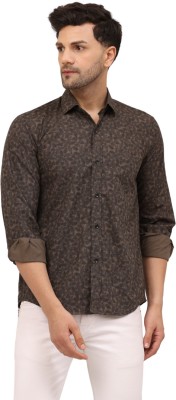 A Man s Impero Men Printed Casual Brown, Black Shirt