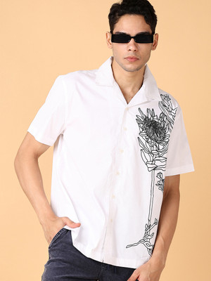 V-MART Men Printed Casual White Shirt