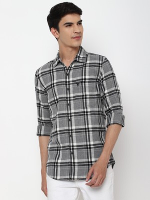 American Eagle Outfitters Men Checkered Casual Grey Shirt