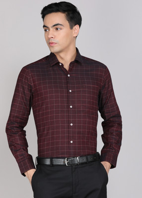 ARROW Men Checkered Formal Red Shirt