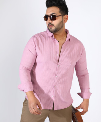 Instafab Plus Men Printed Casual Pink Shirt