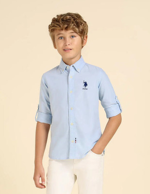 U.S. POLO ASSN. Boys Printed Casual Blue Shirt
