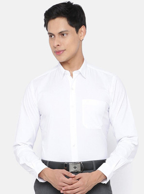 Ramraj Cotton Men Solid Formal White Shirt