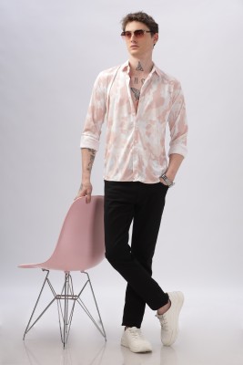 Ustaad Men Printed Casual Pink Shirt