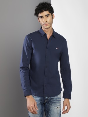 TOMMY HILFIGER Men Solid Casual Dark Blue Shirt