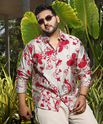 Instafab Plus Men Printed Casual Red Shirt