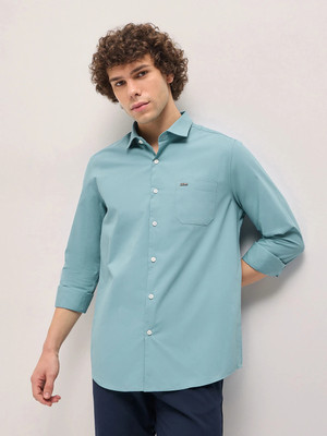 THE BEAR HOUSE Men Solid Casual Blue Shirt