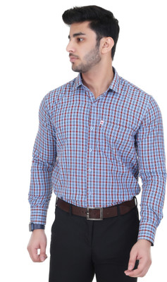 Marc Laurent Men Checkered Formal Blue, Red, Light Blue Shirt
