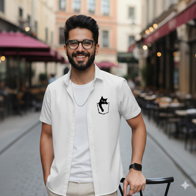 Siya Fashion Men Printed Casual White Shirt