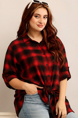 stylemyth Women Checkered Casual Red Shirt