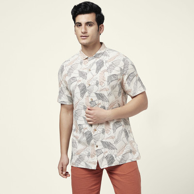 7 Alt by Pantaloons Men Printed Casual White Shirt