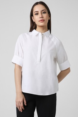 VAN HEUSEN Women Solid Formal White Shirt