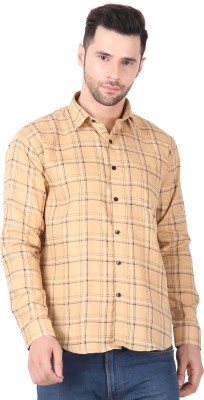 Sukoon Raiments Men Checkered Casual Yellow Shirt