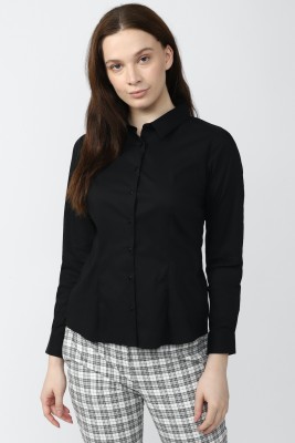 VAN HEUSEN Women Solid Casual Black Shirt