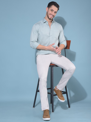 CRIMSOUNE CLUB Men Solid Casual Green Shirt