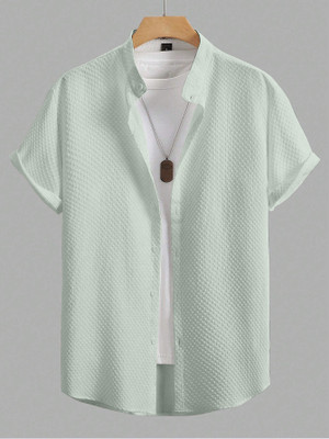 MATAJI ENTERPRISE Men Self Design Casual Light Green Shirt