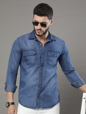 AIA FAB Men Self Design Casual Black Shirt