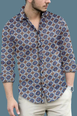 StellLIFESTYLE Trend Men Printed Casual Blue Shirt