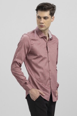 Snitch Men Self Design Casual Pink Shirt