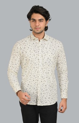 Wirlie bentier Men Floral Print Casual Cream Shirt