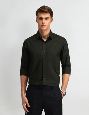 ARROW Men Solid Formal Green Shirt