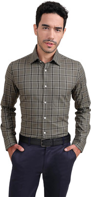 LOUIS STITCH Men Checkered Formal Green Shirt