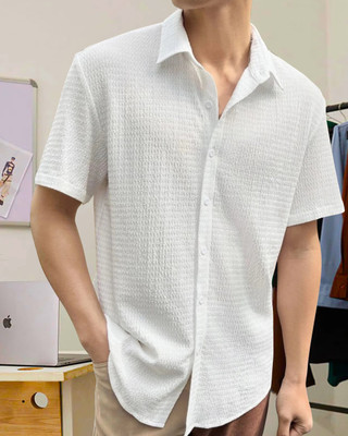 METRONAUT Men Self Design Casual White Shirt