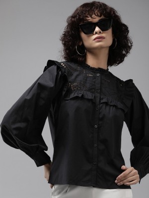 Roadster Women Solid Casual Black Shirt