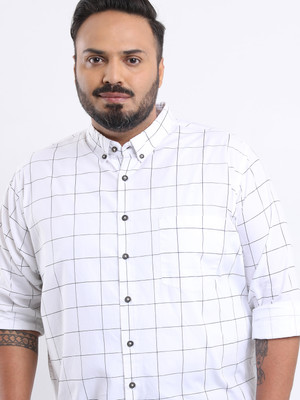 HIGHLANDER Men Checkered Casual White Shirt