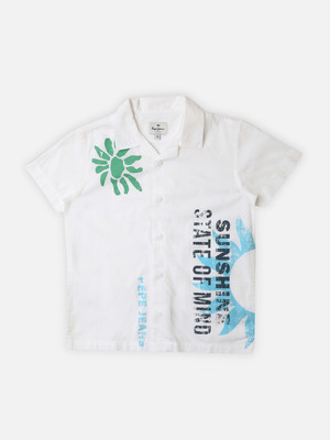 Pepe Jeans Boys Printed Casual White Shirt