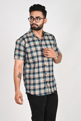 METRONAUT Men Checkered Casual Blue Shirt