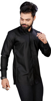 ARUJI FASHION Men Solid Casual Black Shirt