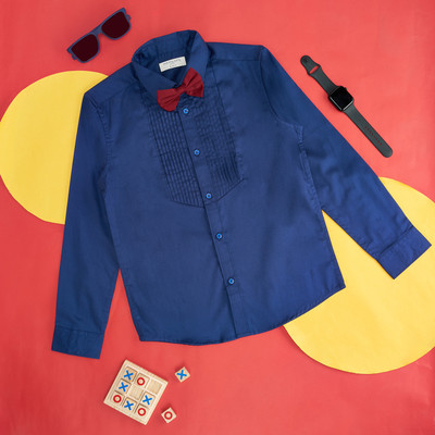 Pantaloons Junior Boys Solid Casual Blue Shirt