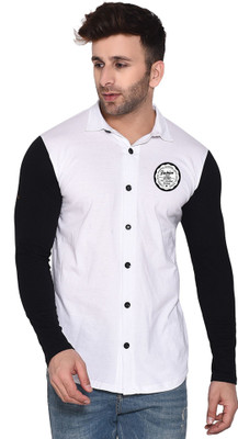 tfurnish Men Color Block Casual White Shirt