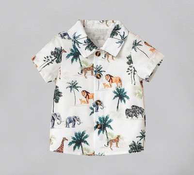 SOVIRA Boys Printed Casual White Shirt